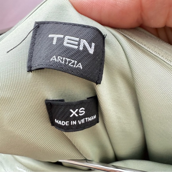 Aritzia‎ Socialista Green sleeveless Tube Top dress ruched Jersey Knit xs - Picture 7 of 15